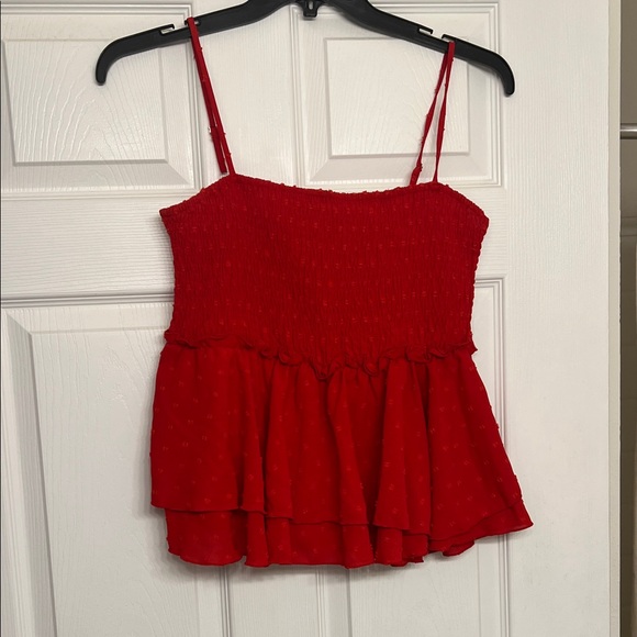 Shein Tops - SHEIN Red Smocked Layered Blouse